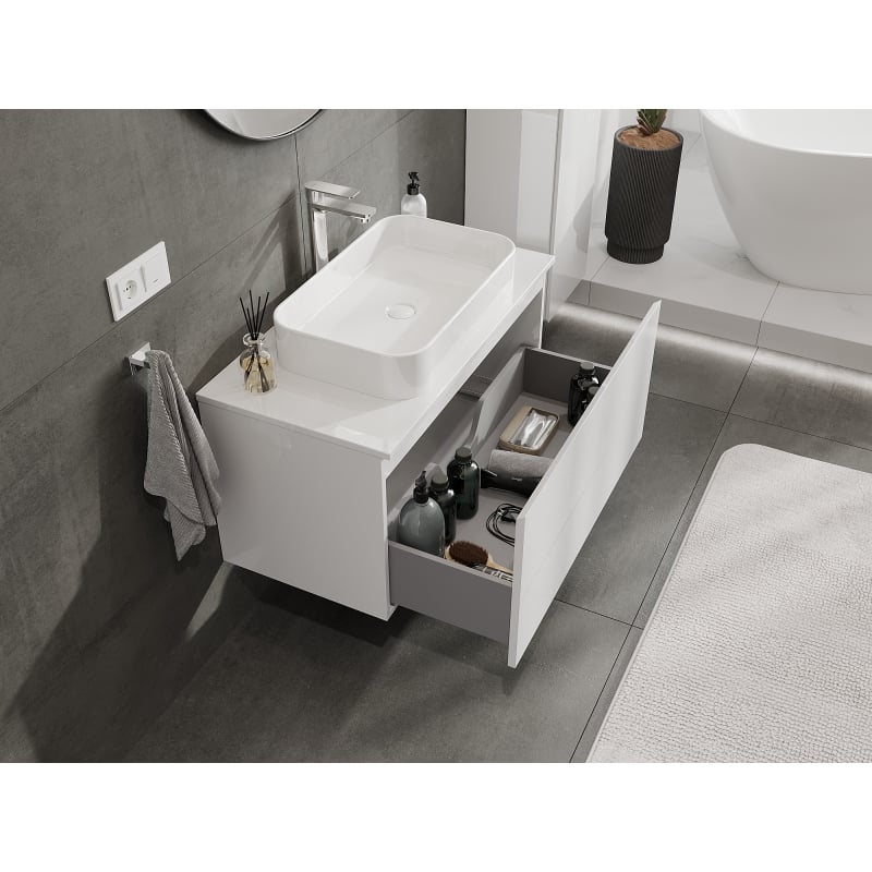 Mexen Orio meuble de salle de bains sous-lavabo 90 cm, 1 tiroir, blanc brillant - 91A10-09047-1-BF00
