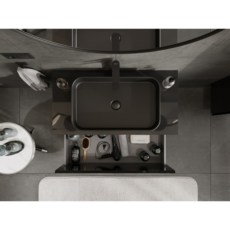 Mexen Orio meuble de salle de bain sous lavabo 90 cm, 1 tiroir, noir brillant - 91A10-09047-1-BF70