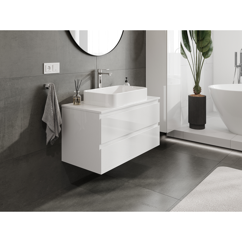Mexen Orio meuble de salle de bain sous lavabo 90 cm, 2 tiroirs, blanc brillant - 91A10-09047-2-BFF00