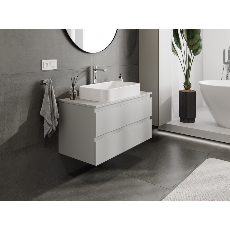 Mexen Orio meuble de salle de bain sous-lavabo 90 cm, 2 tiroirs, gris mat - 91A10-09047-2-BFF62
