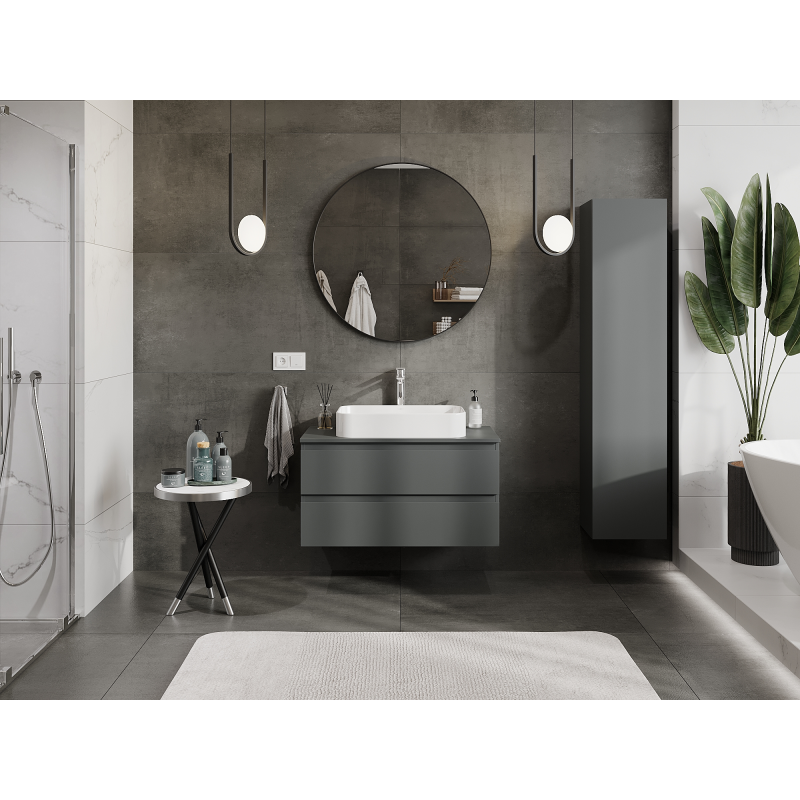 Mexen Orio armoire de salle de bain sous lavabo 90 cm, 2 tiroirs, gris mat - 91A10-09047-2-BFF66
