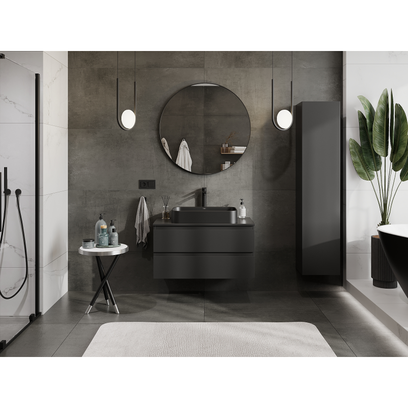 Mexen Orio meuble de salle de bain sous-lavabo 90 cm, 2 tiroirs, noir mat - 91A10-09047-2-BFF71
