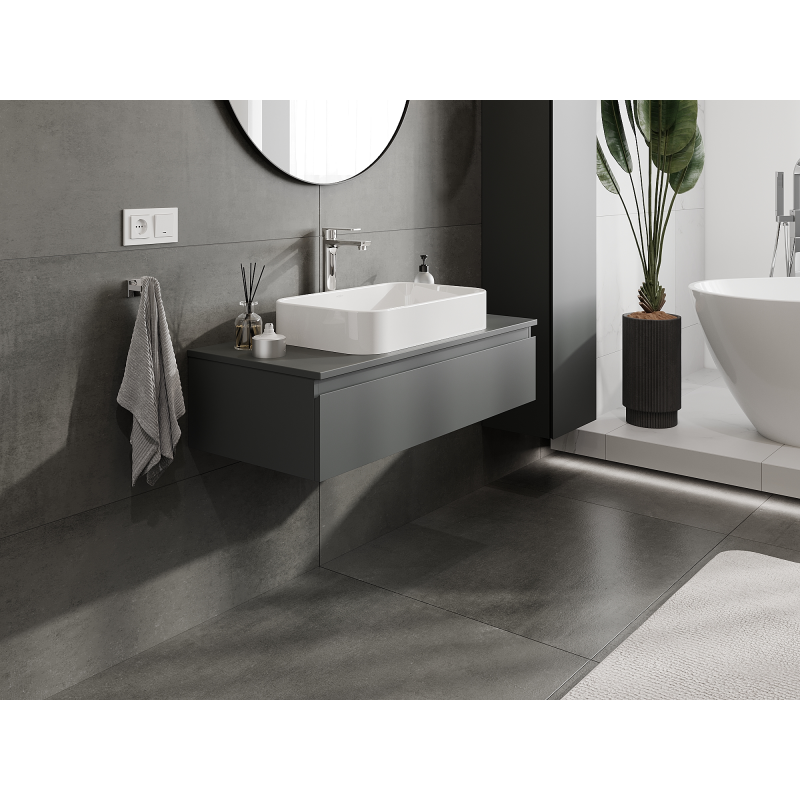 Mexen Orio meuble de salle de bains sous-vasque 100 cm, 1 tiroir, graphite mat - 91A10-10023-1-BF66