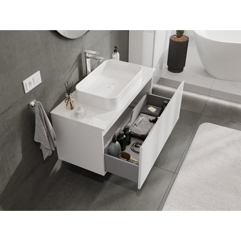 Mexen Orio meuble de salle de bain sous lavabo 100 cm, 1 tiroir, blanc brillant - 91A10-10047-1-BF00