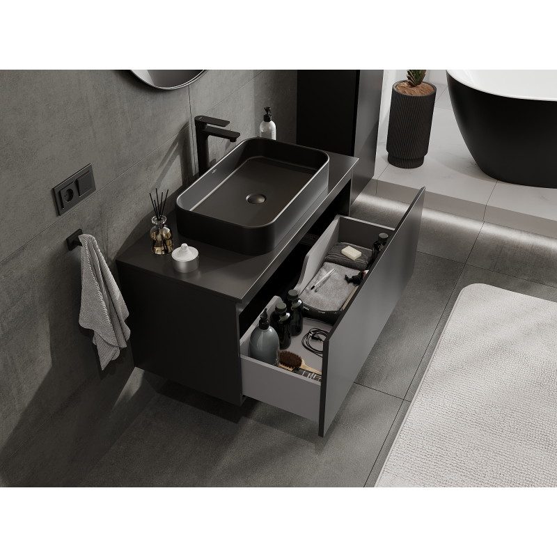 Mexen Orio meuble de salle de bains sous-lavabo 100 cm, 1 tiroir, noir mat - 91A10-10047-1-BF71