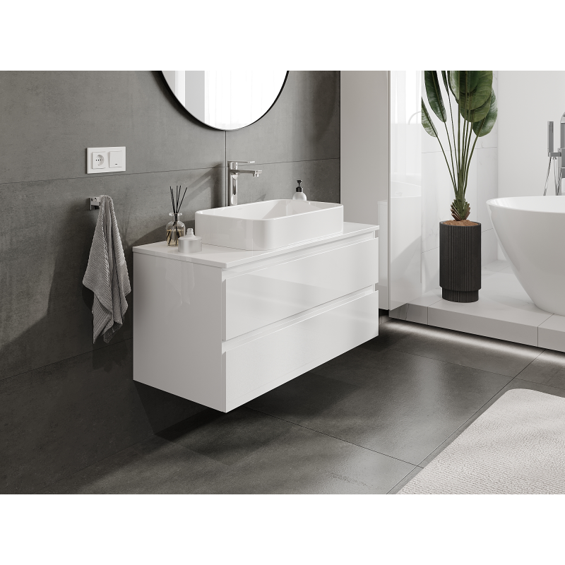 Mexen Orio meuble de salle de bain sous lavabo 100 cm, 2 tiroirs, blanc brillant - 91A10-10047-2-BFF00