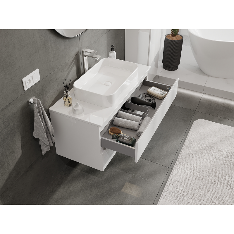 Mexen Orio meuble de salle de bain sous lavabo 100 cm, 2 tiroirs, blanc brillant - 91A10-10047-2-BFF00