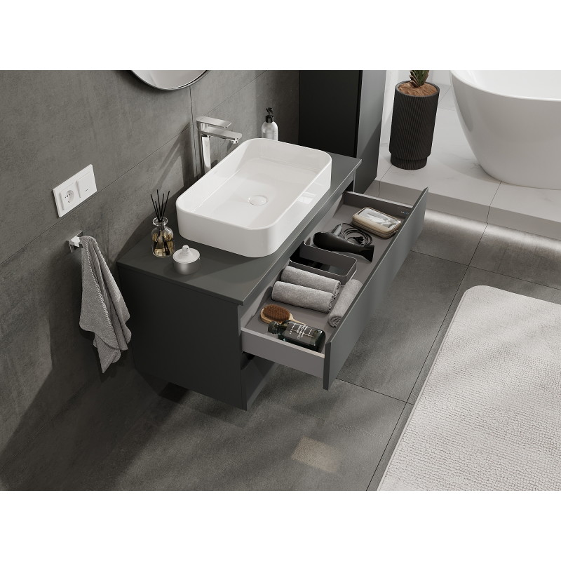 Mexen Orio meuble de salle de bain pour lavabo 100 cm, 2 tiroirs, graphite mat - 91A10-10047-2-BFF66
