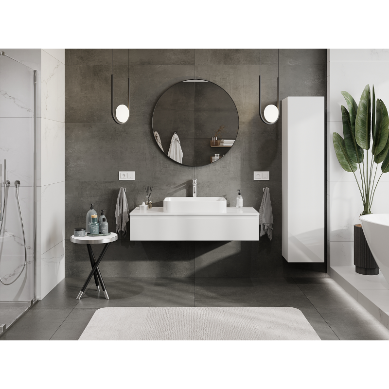 Mexen Orio meuble de salle de bains sous lavabo 120 cm, 1 tiroir, blanc brillant - 91A10-12023-1-BF00