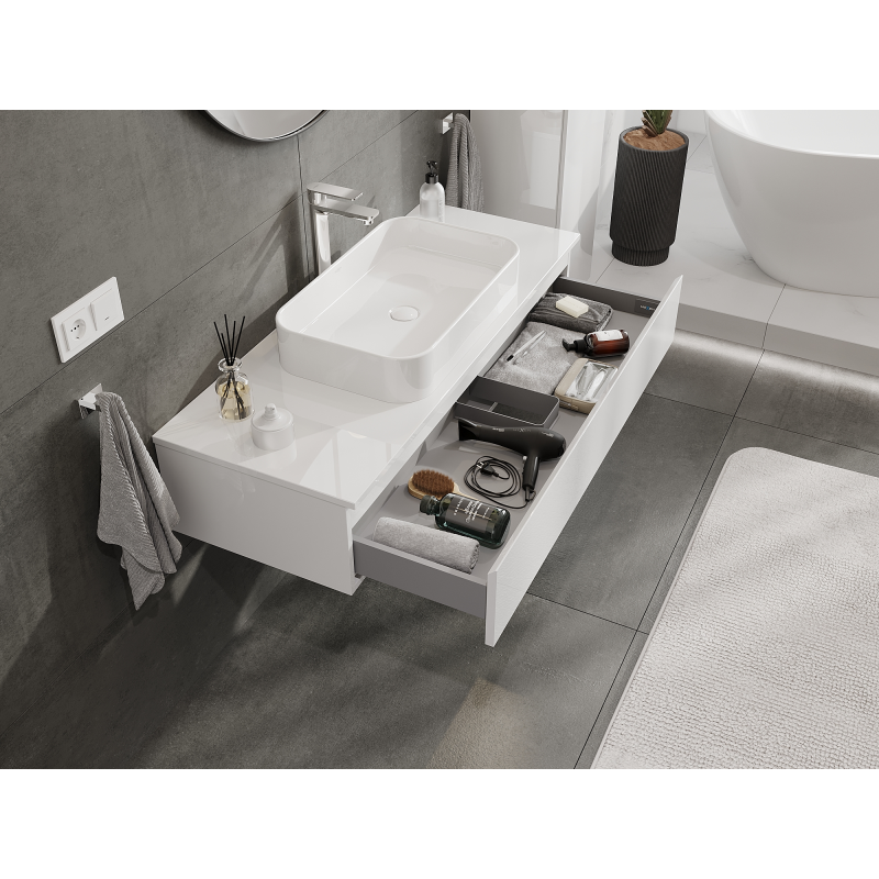 Mexen Orio meuble de salle de bains sous lavabo 120 cm, 1 tiroir, blanc brillant - 91A10-12023-1-BF00