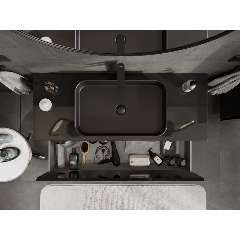 Mexen Orio armoire de salle de bain sous lavabo 120 cm, 1 tiroir, noir brillant - 91A10-12047-1-BF70