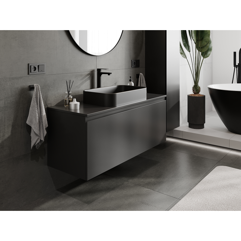 Mexen Orio meuble de salle de bain sous-lavabo 120 cm, 1 tiroir, noir mat - 91A10-12047-1-BF71