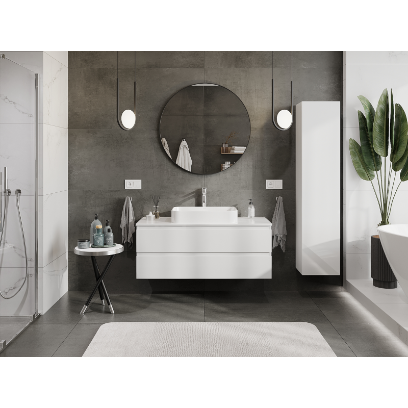 Mexen Orio armoire de salle de bains sous lavabo 120 cm, 2 tiroirs, blanc brillant - 91A10-12047-2-BFF00