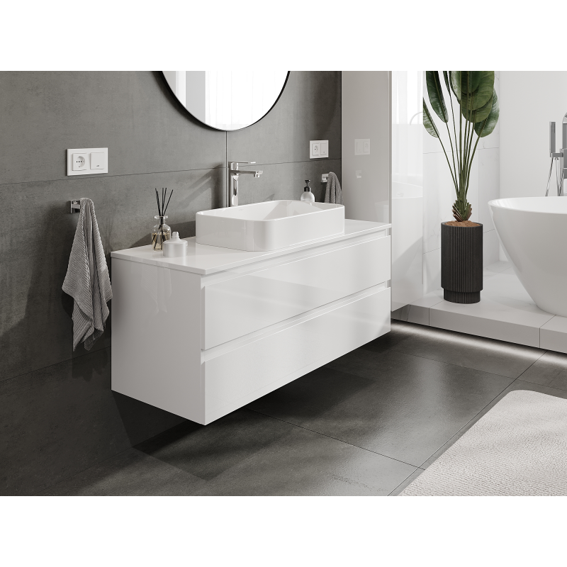 Mexen Orio armoire de salle de bains sous lavabo 120 cm, 2 tiroirs, blanc brillant - 91A10-12047-2-BFF00