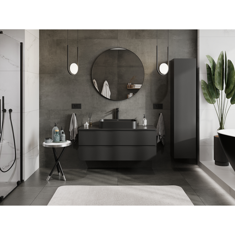 Mexen Orio meuble de salle de bains sous-vasque 120 cm, 2 tiroirs, noir mat - 91A10-12047-2-BFF71