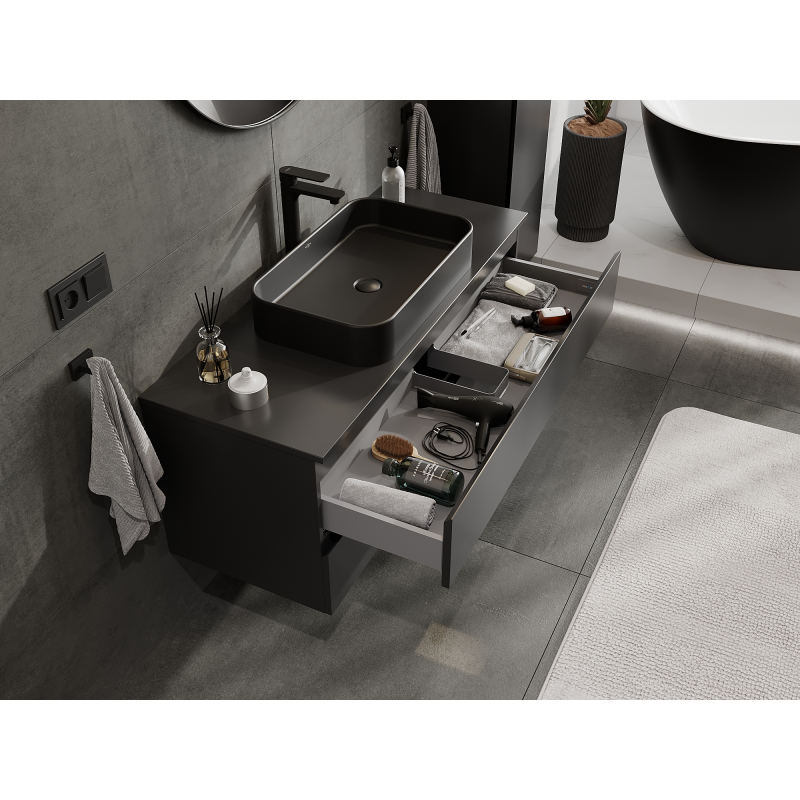Mexen Orio meuble de salle de bains sous-vasque 120 cm, 2 tiroirs, noir mat - 91A10-12047-2-BFF71