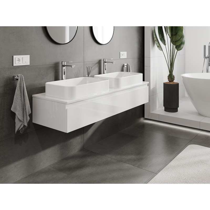 Mexen Orio armoire de salle de bain sous lavabo 140 cm, 1 tiroir, blanc brillant - 91A10-14023-1-BF00