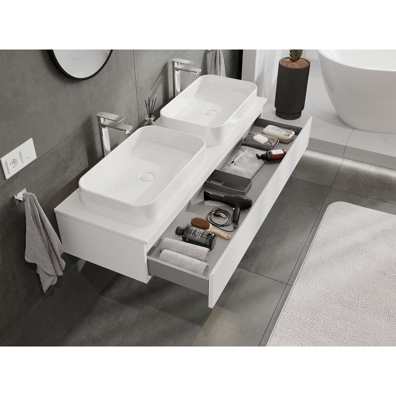 Mexen Orio meuble de salle de bain sous-vasque 140 cm, 1 tiroir, blanc mat - 91A10-14023-1-BF01