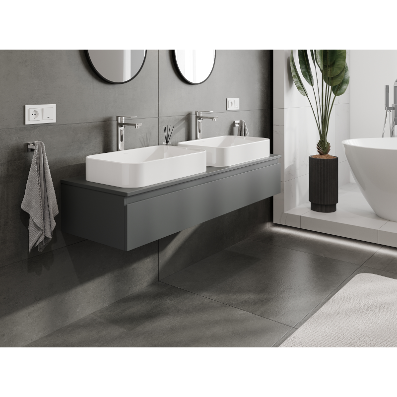 Mexen Orio meuble de salle de bain sous lavabo 140 cm, 1 tiroir, graphite mat - 91A10-14023-1-BF66
