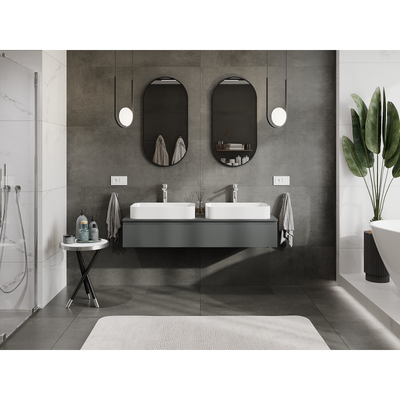 Mexen Orio meuble de salle de bain sous lavabo 140 cm, 1 tiroir, graphite mat - 91A10-14023-1-BF66