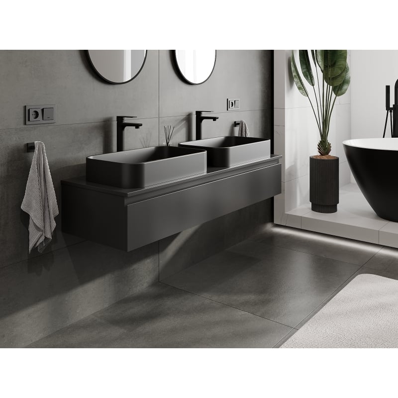 Mexen Orio meuble de salle de bain sous lavabo 140 cm, 1 tiroir, noir mat - 91A10-14023-1-BF71