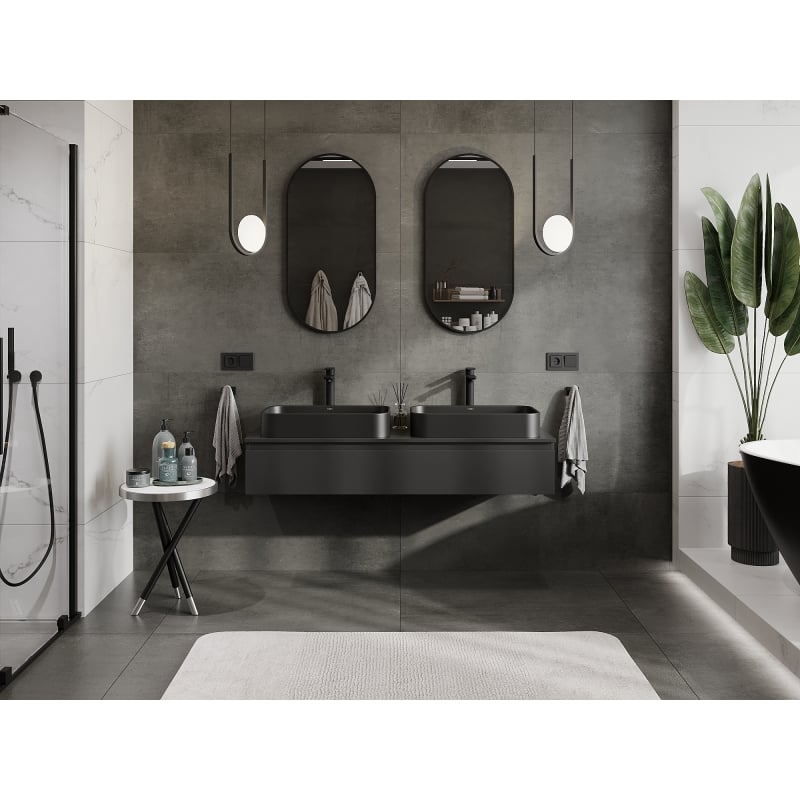 Mexen Orio meuble de salle de bain sous lavabo 140 cm, 1 tiroir, noir mat - 91A10-14023-1-BF71