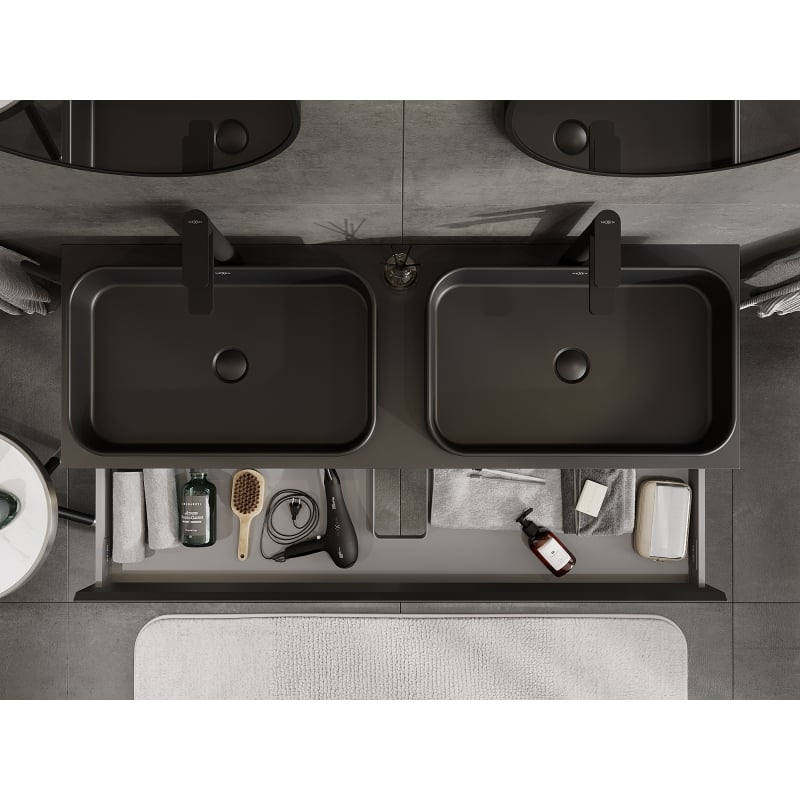 Mexen Orio meuble de salle de bain sous lavabo 140 cm, 1 tiroir, noir mat - 91A10-14023-1-BF71