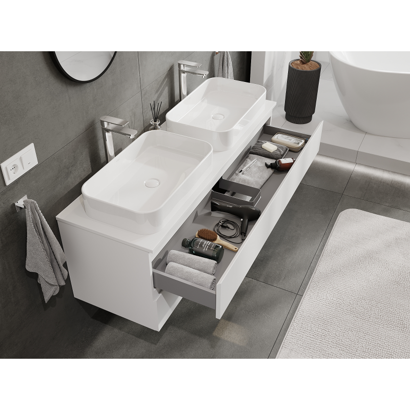 Mexen Orio armoire de salle de bain sous vasque 140 cm, 2 tiroirs, blanc mat - 91A10-14047-2-BFF01