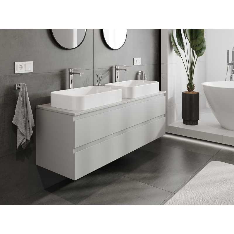 Mexen Orio armoire de salle de bains sous lavabo 140 cm, 2 tiroirs, gris mat - 91A10-14047-2-BFF62