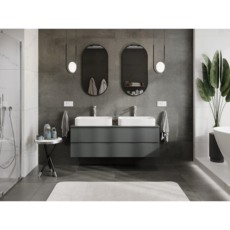 Mexen Orio armoire de salle de bain sous lavabo 140 cm, 2 tiroirs, graphite mat - 91A10-14047-2-BFF66