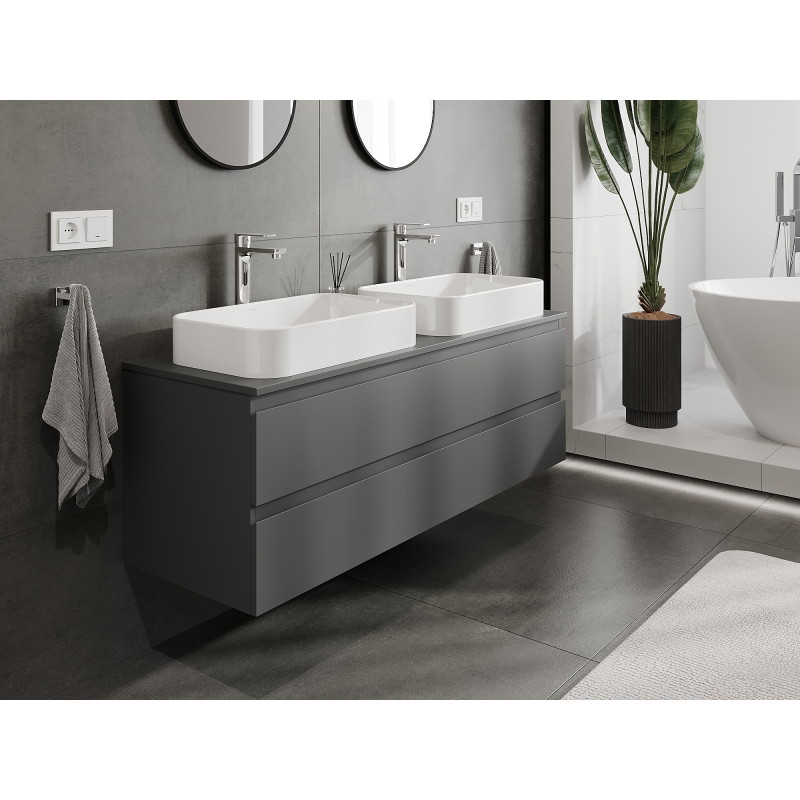 Mexen Orio armoire de salle de bain sous lavabo 140 cm, 2 tiroirs, graphite mat - 91A10-14047-2-BFF66