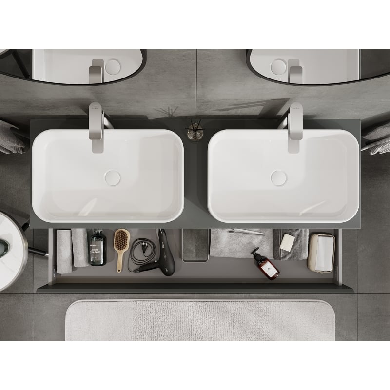 Mexen Orio armoire de salle de bain sous lavabo 140 cm, 2 tiroirs, graphite mat - 91A10-14047-2-BFF66