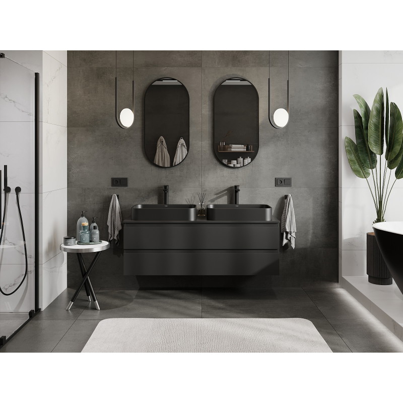 Mexen Orio meuble de salle de bain sous lavabo 140 cm, 2 tiroirs, noir mat - 91A10-14047-2-BFF71
