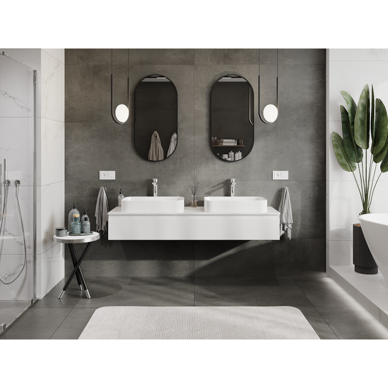 Mexen Orio meuble sous-lavabo 160 cm, 1 tiroir, blanc brillant - 91A10-16023-1-BF00