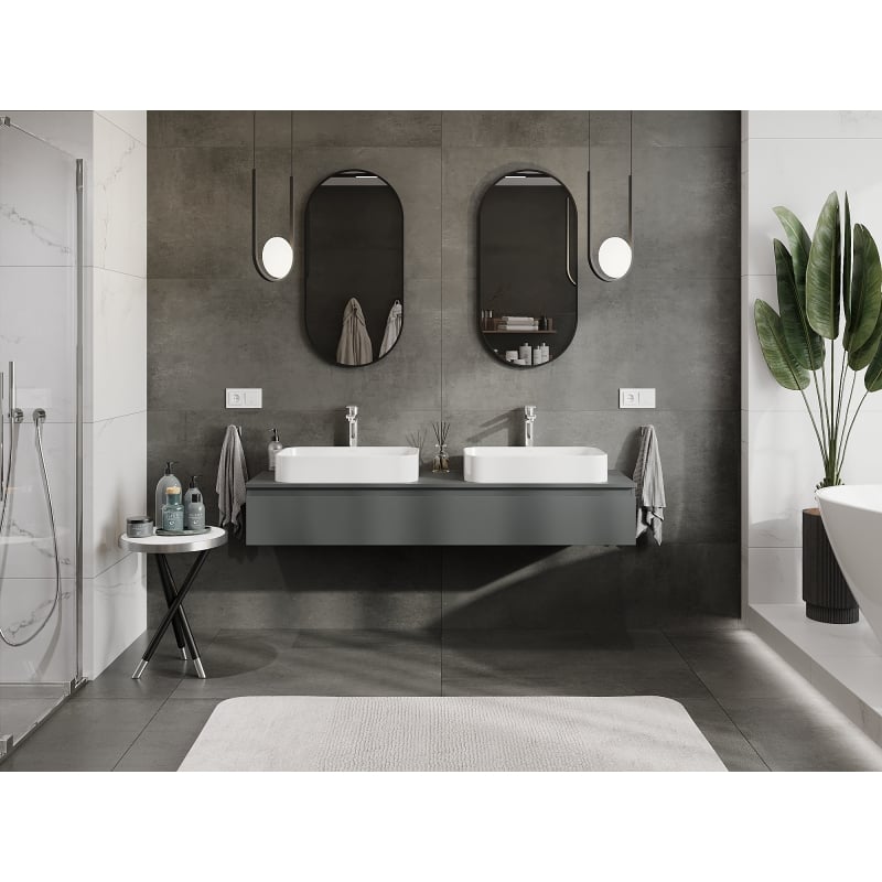 Mexen Orio armoire de salle de bain sous lavabo 160 cm, 1 tiroir, graphite mat - 91A10-16023-1-BF66