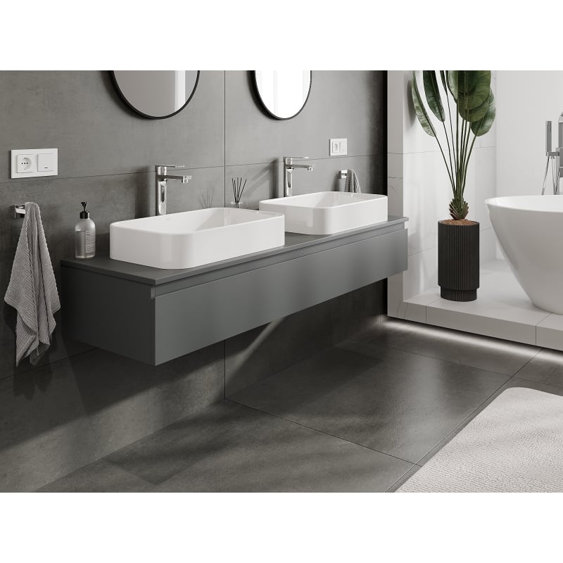 Mexen Orio armoire de salle de bain sous lavabo 160 cm, 1 tiroir, graphite mat - 91A10-16023-1-BF66