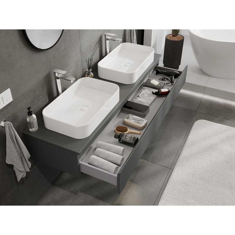 Mexen Orio armoire de salle de bain sous lavabo 160 cm, 1 tiroir, graphite mat - 91A10-16023-1-BF66