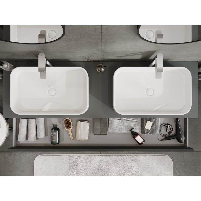 Mexen Orio armoire de salle de bain sous lavabo 160 cm, 1 tiroir, graphite mat - 91A10-16023-1-BF66