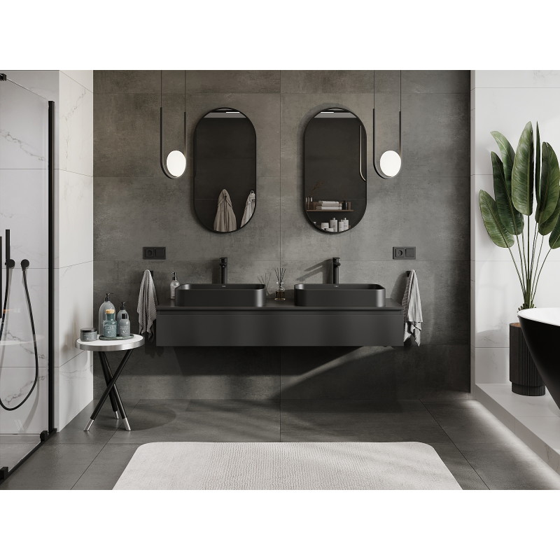 Mexen Orio meuble sous-vasque 160 cm, 1 tiroir, noir mat - 91A10-16023-1-BF71