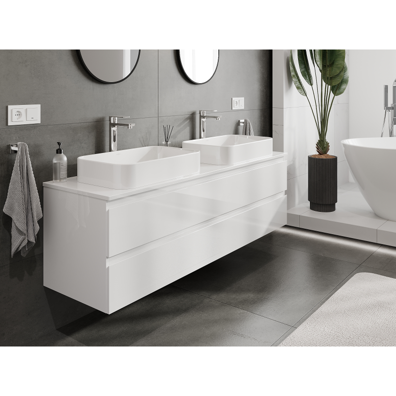 Mexen Orio meuble de salle de bain sous lavabo 160 cm, 2 tiroirs, blanc brillant - 91A10-16047-2-BFF00