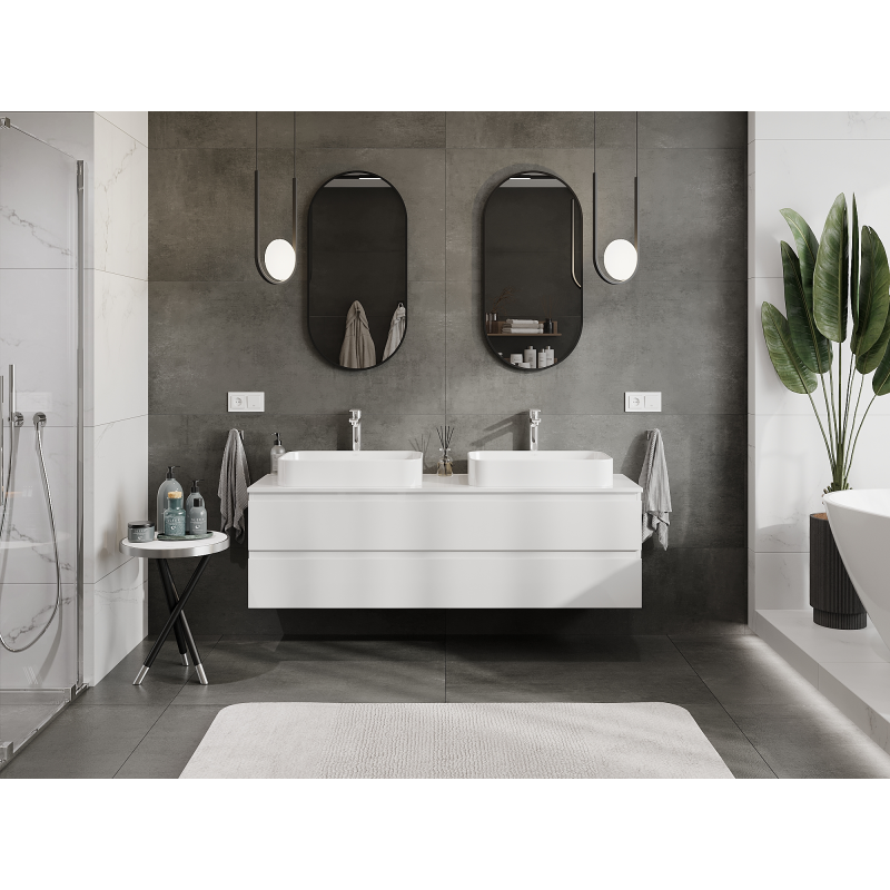 Mexen Orio meuble de salle de bain sous lavabo 160 cm, 2 tiroirs, blanc brillant - 91A10-16047-2-BFF00