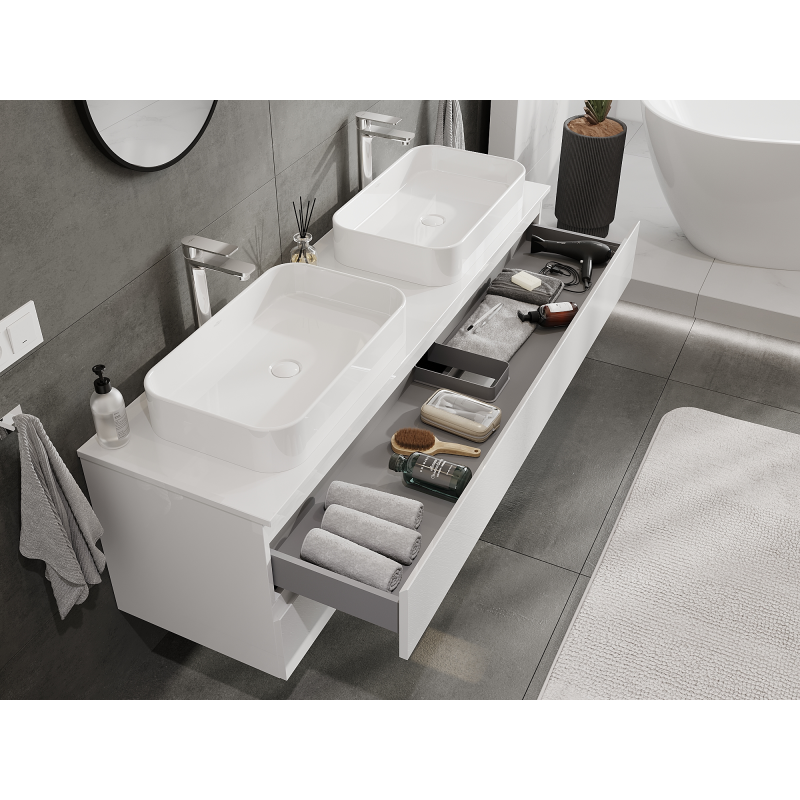 Mexen Orio meuble de salle de bain sous lavabo 160 cm, 2 tiroirs, blanc brillant - 91A10-16047-2-BFF00