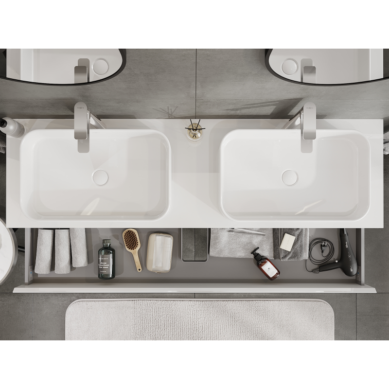 Mexen Orio meuble de salle de bain sous lavabo 160 cm, 2 tiroirs, blanc brillant - 91A10-16047-2-BFF00
