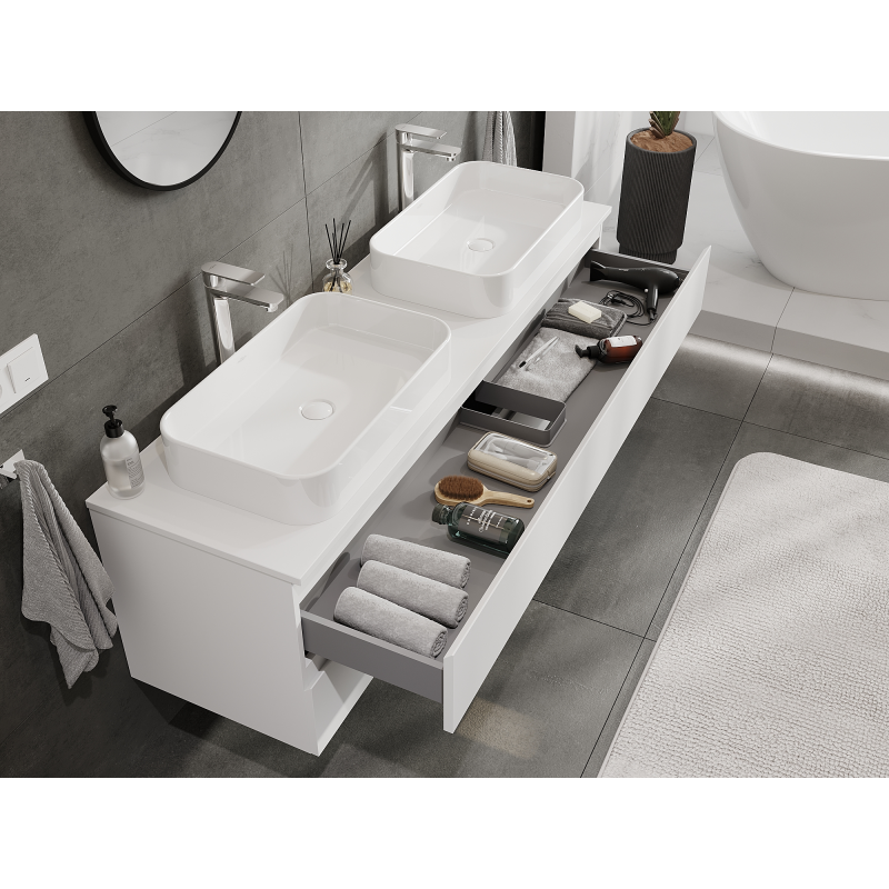 Mexen Orio meuble de salle de bain sous-vasque 160 cm, 2 tiroirs, blanc mat - 91A10-16047-2-BFF01