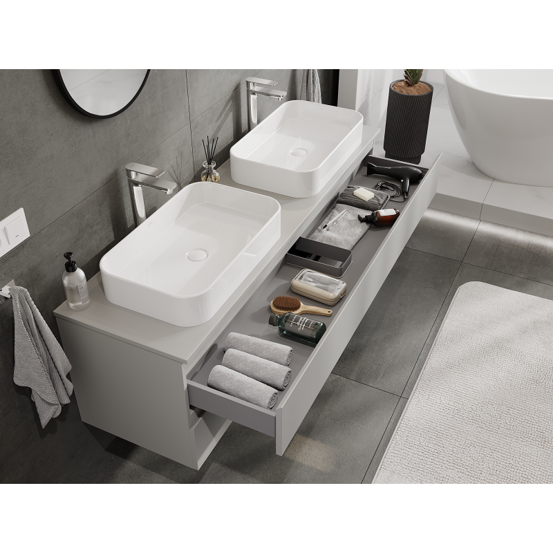Mexen Orio meuble de salle de bain sous lavabo 160 cm, 2 tiroirs, gris mat - 91A10-16047-2-BFF62