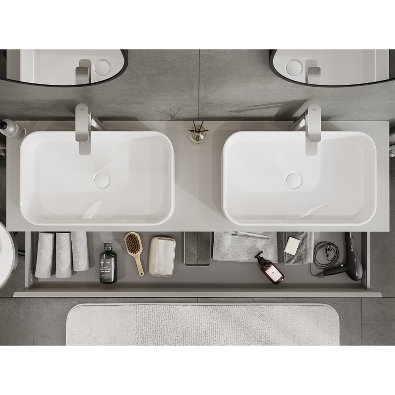 Mexen Orio meuble de salle de bain sous lavabo 160 cm, 2 tiroirs, gris mat - 91A10-16047-2-BFF62