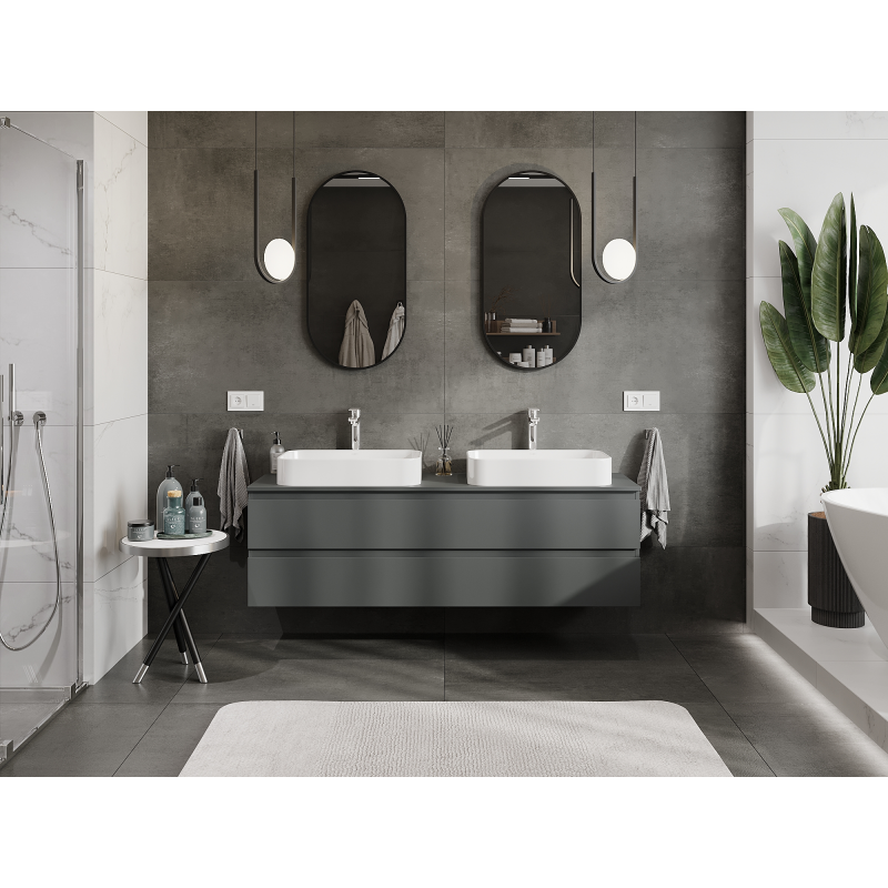 Mexen Orio armoire de salle de bain sous lavabo 160 cm, 2 tiroirs, graphite mat - 91A10-16047-2-BFF66