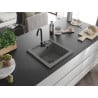 Mexen Vito évier en granit 1 bac avec robinet de cuisine Telma, gris - 6503-71-670200-70-B