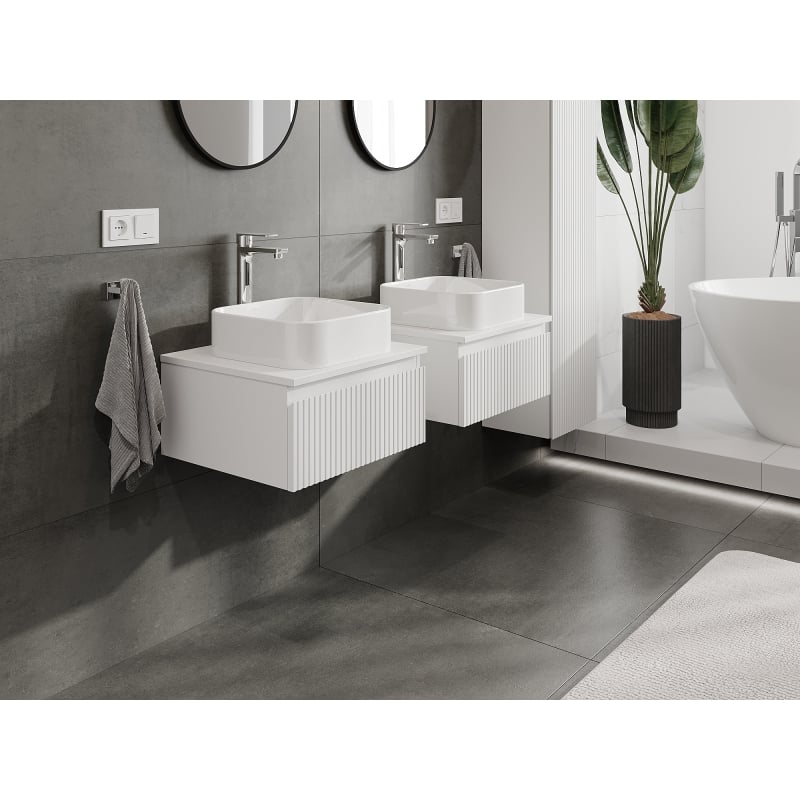 Mexen Rivel armoire de salle de bain sous lavabo 50 cm, 1 tiroir, rainurée, blanc mat- 91A20-05023-1-BF01