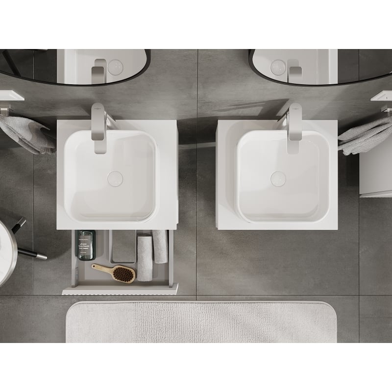 Mexen Rivel armoire de salle de bain sous lavabo 50 cm, 1 tiroir, rainurée, blanc mat- 91A20-05023-1-BF01